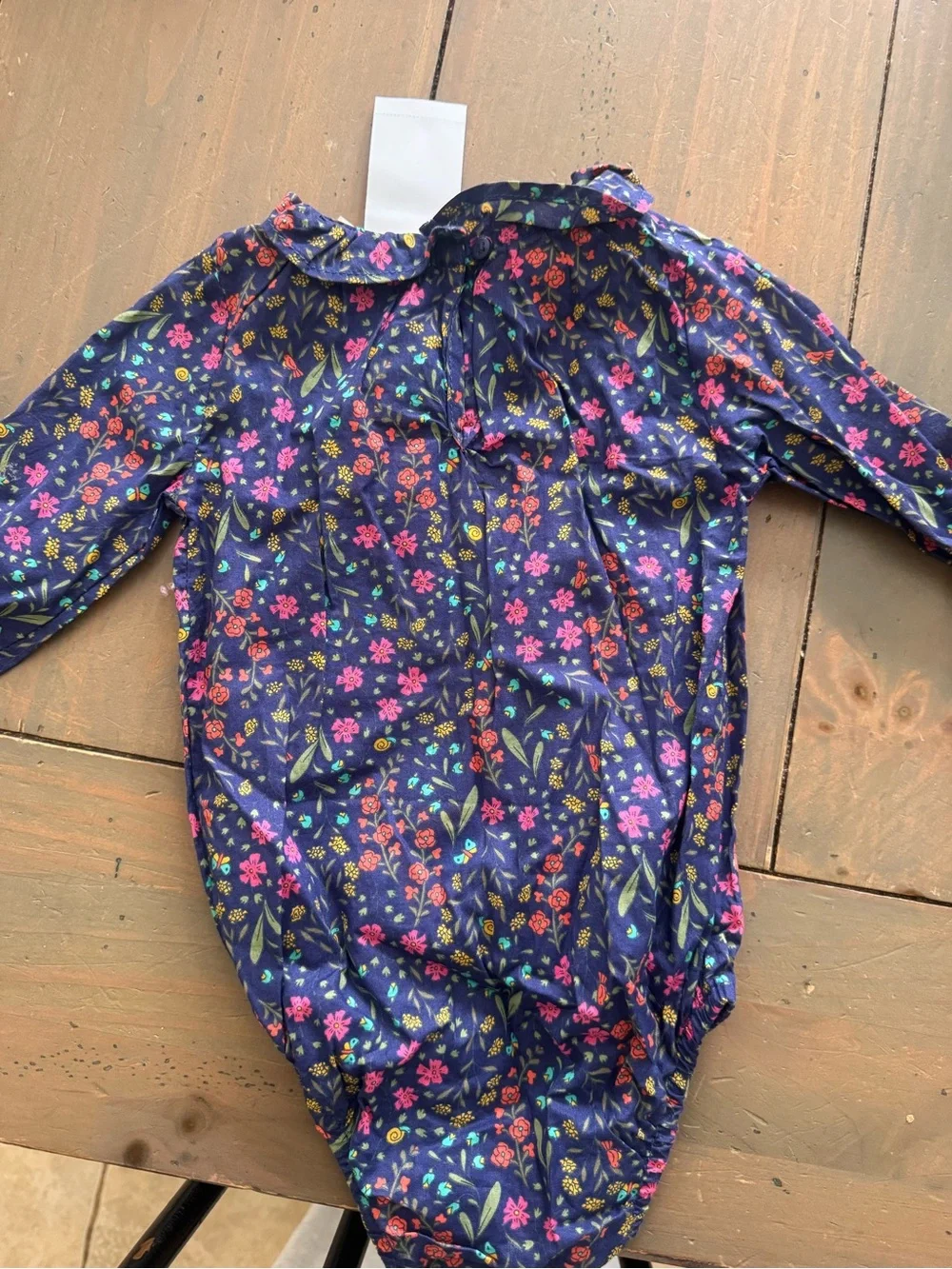 OshKosh B'gosh Navy Floral Ruffle Neck Baby Top